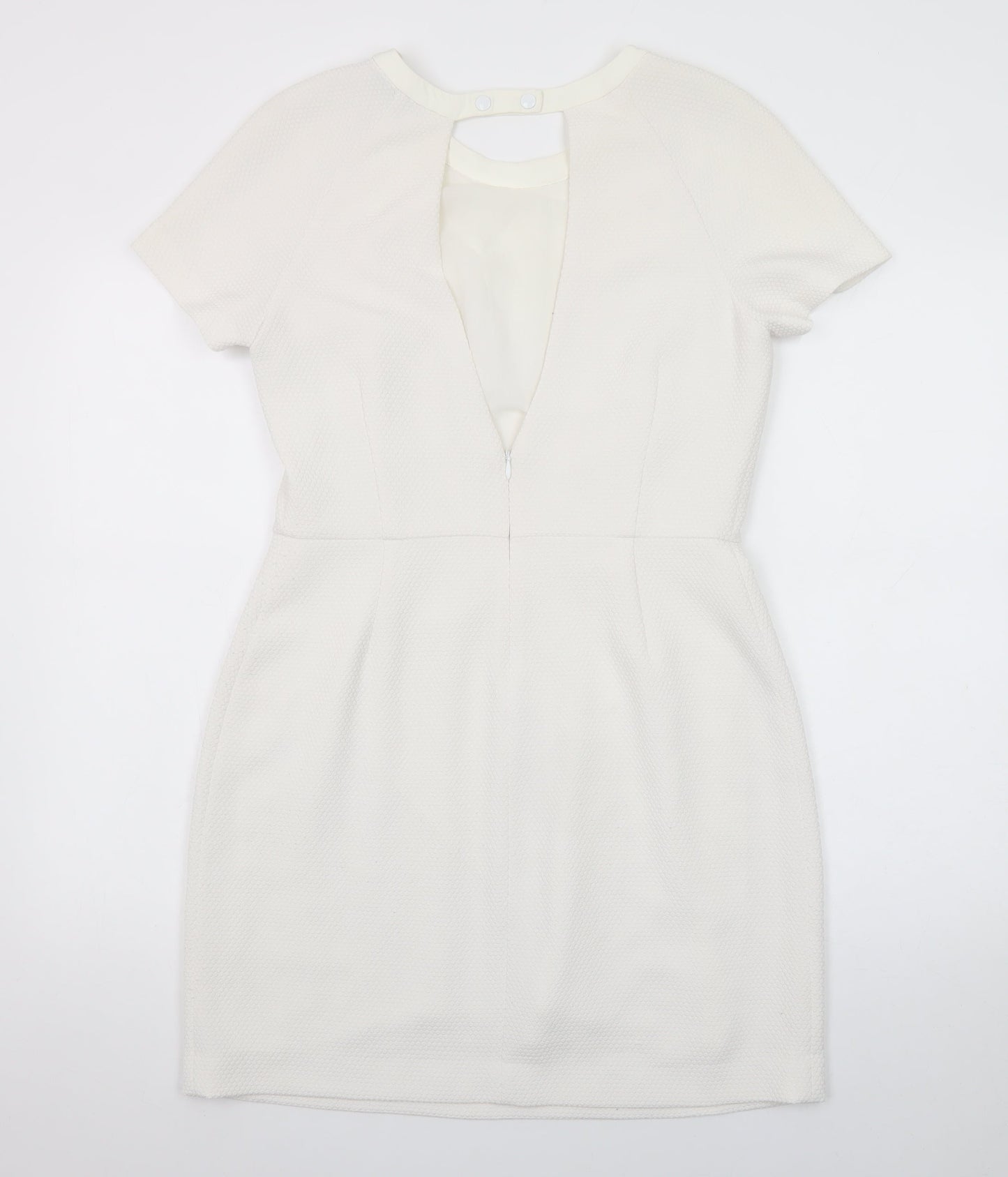 Sandro Women Ivory Short Sleeve Sheath Dress Size 12