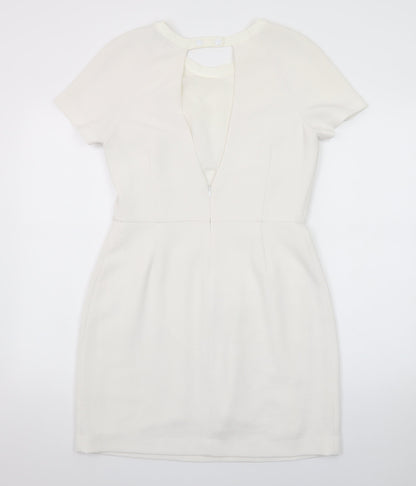 Sandro Women Ivory Short Sleeve Sheath Dress Size 12