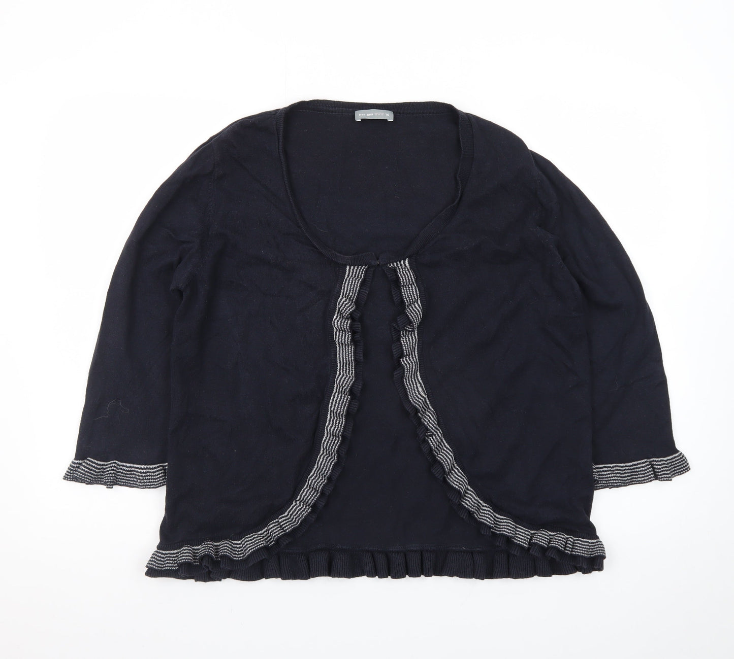 Marks and Spencer Per Una Women's Black Size 16 Ruffle Cardigan