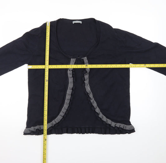 Marks and Spencer Per Una Women's Black Size 16 Ruffle Cardigan