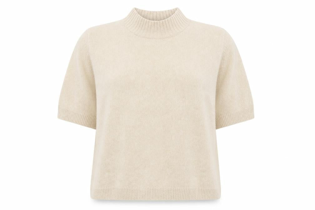Marks & Spencer Women’s Beige Mock Neck Short Sleeve Pullover Jumper Size 20