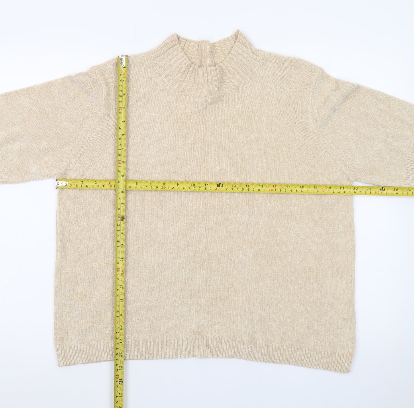 Marks and Spencer Women’s Beige Mock Neck Short Sleeve Pullover Jumper Size 20