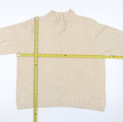 Marks and Spencer Women’s Beige Mock Neck Short Sleeve Pullover Jumper Size 20