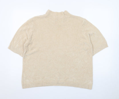 Marks and Spencer Women’s Beige Mock Neck Short Sleeve Pullover Jumper Size 20