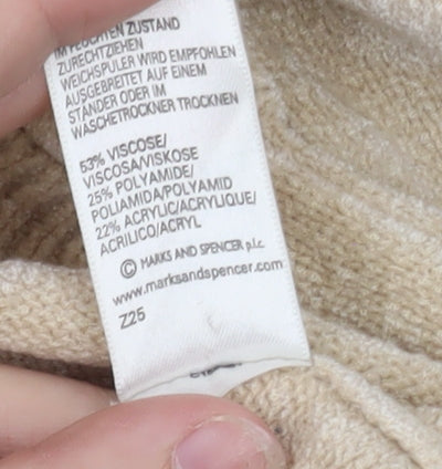 Marks and Spencer Women’s Beige Mock Neck Short Sleeve Pullover Jumper Size 20