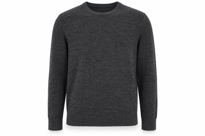 Easy Men Grey Wool Crew Neck Pullover Jumper Size L
