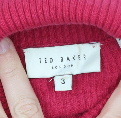 Ted Baker Women Red Roll Neck Long Sleeve Jumper Size 12 Wool Blend