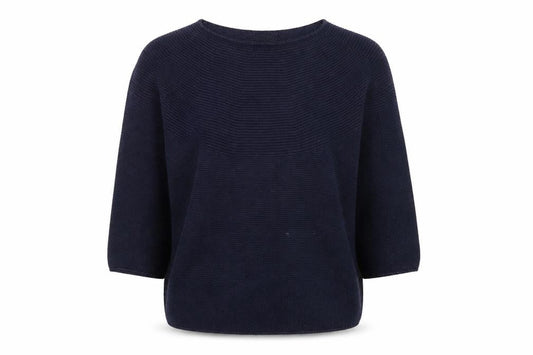 Uniqlo Women's Blue Cotton Knit 3/4 Sleeve Pullover Jumper S