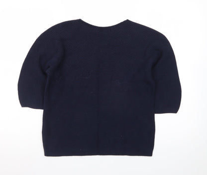 Uniqlo Women's Blue Cotton Knit 3/4 Sleeve Pullover Jumper S