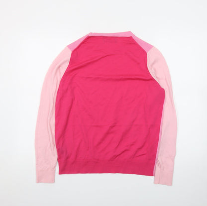 Marks and Spencer Women Pink Crew Neck Merino Wool Jumper Size 16
