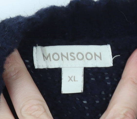 Monsoon Women’s Multicoloured Chunky Knit Wool Pullover Jumper XL