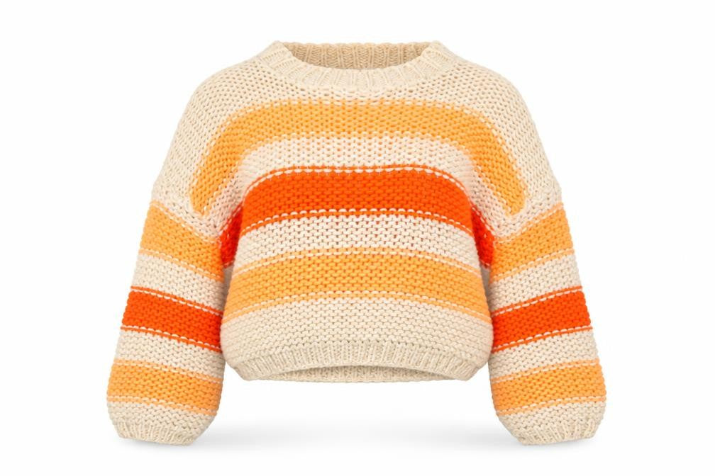Stradivarius Women's Multicoloured Chunky Knit Striped Pullover Jumper Size 8