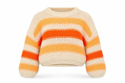 Stradivarius Women's Multicoloured Chunky Knit Striped Pullover Jumper Size 8
