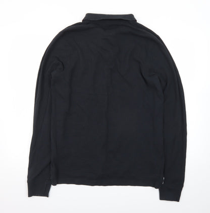 Tommy Hilfiger Men's Black Slim Fit Long Sleeve Polo Shirt Size L