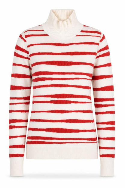 ESPRIT Womens Red Striped Roll Neck Jumper XS
