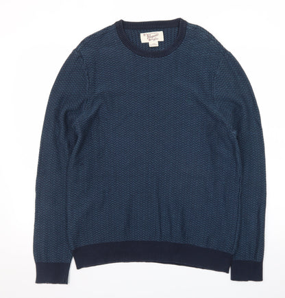 Original Penguin Men's Blue Cotton Crew Neck Pullover Jumper Size L