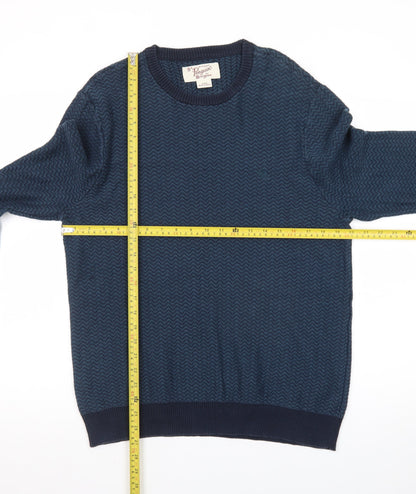 Original Penguin Men's Blue Cotton Crew Neck Pullover Jumper Size L