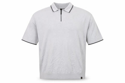 Next Men's Grey 2XL Quarter Zip Polo Shirt Cotton Casual Top