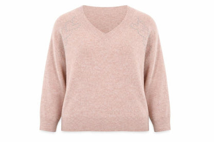 Next Women Pink Beaded V-Neck Pullover Jumper Size 16