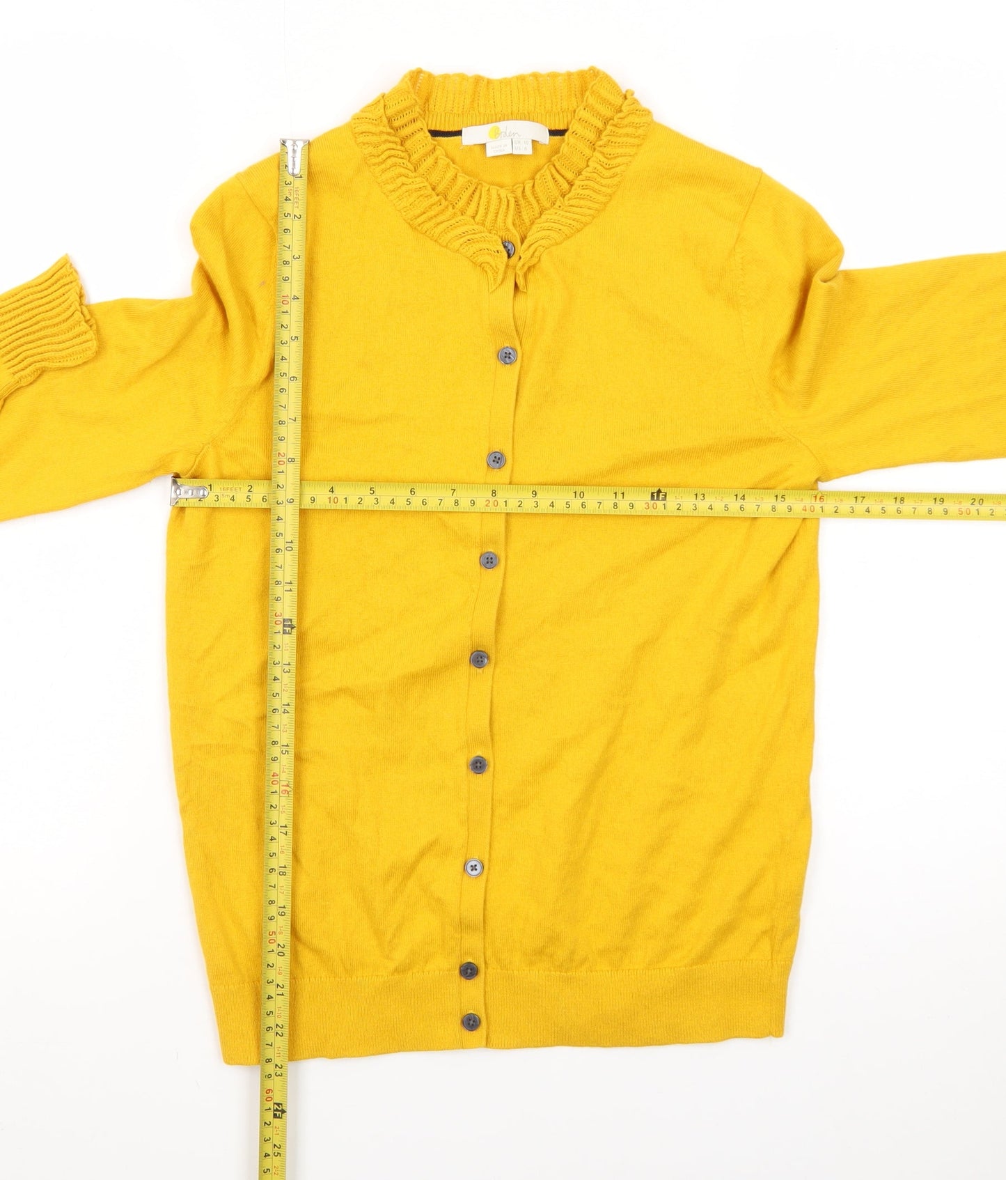 Boden Women's Yellow Knit Cardigan UK 10 Long Sleeve Lightweight