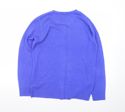 Bonmarché Women's Blue Size 12 Crew Neck Cardigan Jumper