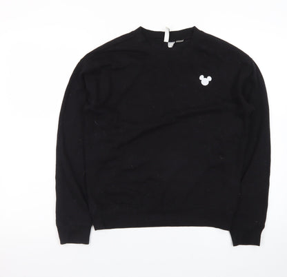 H&M Divided Women Black Small Pullover Sweatshirt Mickey Logo