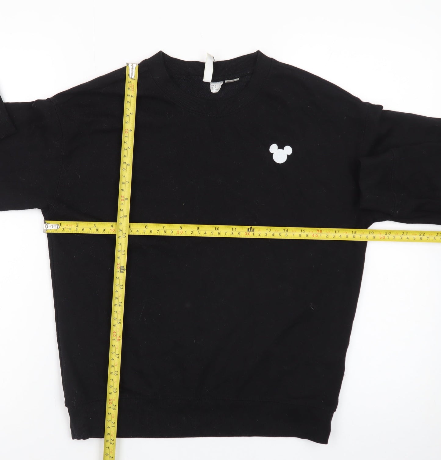 H&M Divided Women Black Small Pullover Sweatshirt Mickey Logo