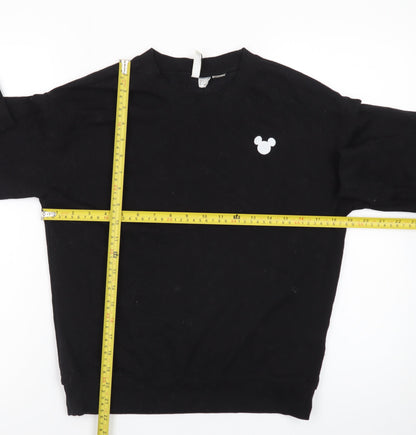 H&M Divided Women Black Small Pullover Sweatshirt Mickey Logo