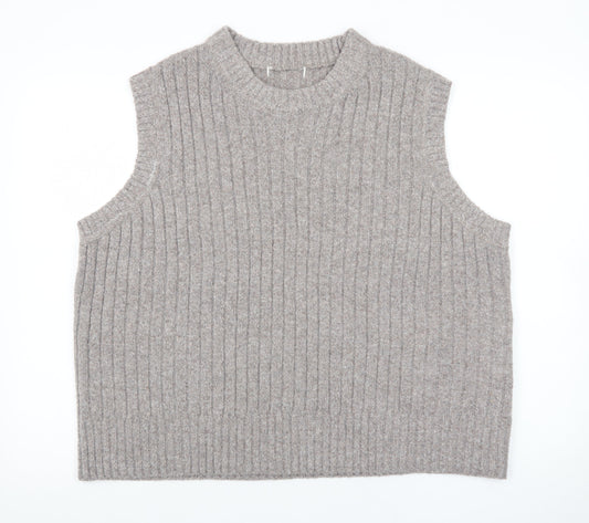 Marks and Spencer Womens Beige Ribbed Knit Sleeveless Vest XL