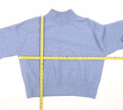 & Other Stories Women Blue Mock Neck Wool Blend Pullover Jumper Size 8