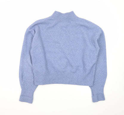 & Other Stories Women Blue Mock Neck Wool Blend Pullover Jumper Size 8