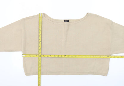 Nasty Gal Women’s Beige Boat Neck Relaxed Knit Pullover Jumper Size L