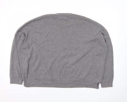 Stradivarius Womens Grey Beaded Knit Pullover Jumper XS
