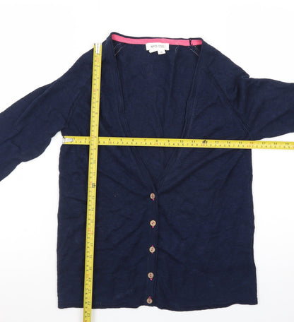 White Stuff Women's Blue Cotton V-Neck Cardigan Size 10