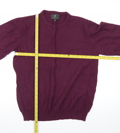Marks and Spencer Men's Purple Wool Crew Neck Jumper M Regular Fit