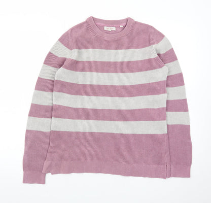 Fat Face Women Pink Stripe Cotton Wool Jumper Size 12