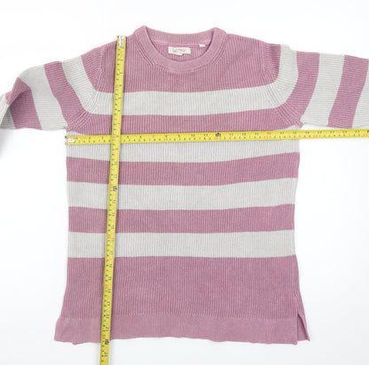 Fat Face Women Pink Stripe Cotton Wool Jumper Size 12