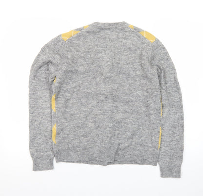 Uniqlo Ines de la Fressange Women's Grey Yellow Argyle Cardigan XS