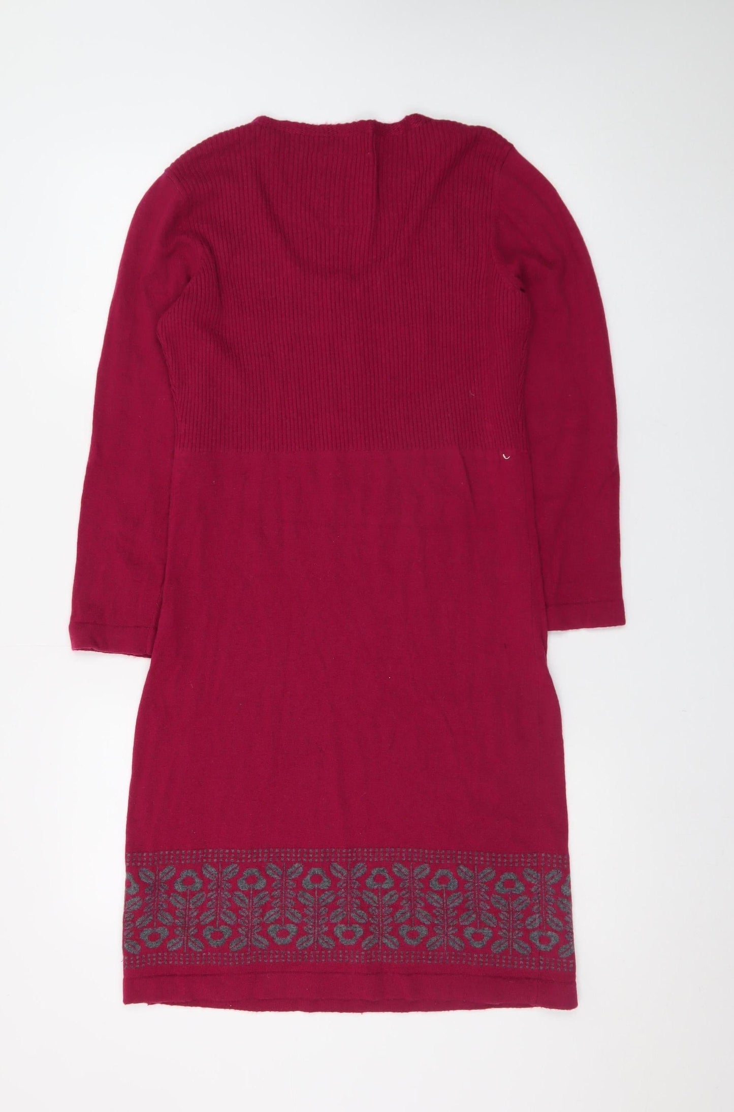 Mantaray Womens Red Knit Jumper Dress Size 12 Long Sleeve Casual