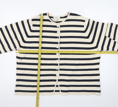 Marks and Spencer Women Multicoloured XL Striped Cotton Cardigan