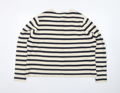 Marks and Spencer Women Multicoloured XL Striped Cotton Cardigan