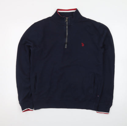 U.S. Polo Assn. Men's Blue Half Zip High Neck Sweatshirt Size M
