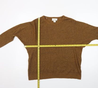 Monki Women Brown Wool Blend Crew Neck Pullover Jumper Size S
