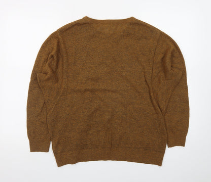 Monki Women Brown Wool Blend Crew Neck Pullover Jumper Size S