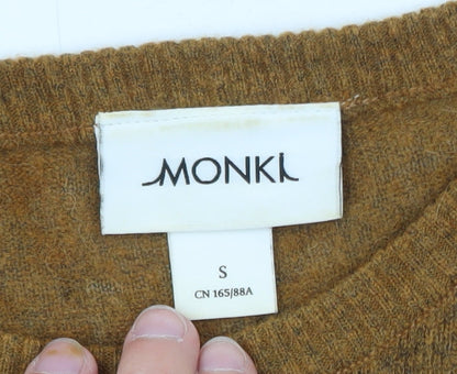 Monki Women Brown Wool Blend Crew Neck Pullover Jumper Size S