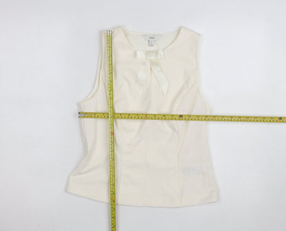 Marks and Spencer Women’s Ivory Sleeveless Bow Blouse Size 12 Regular