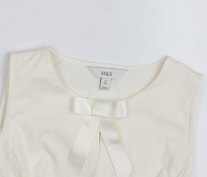 Marks and Spencer Women’s Ivory Sleeveless Bow Blouse Size 12 Regular