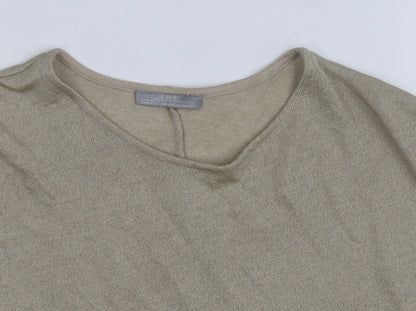 Zara Women Beige Colourblock Relaxed Knit Chiffon Blouse M