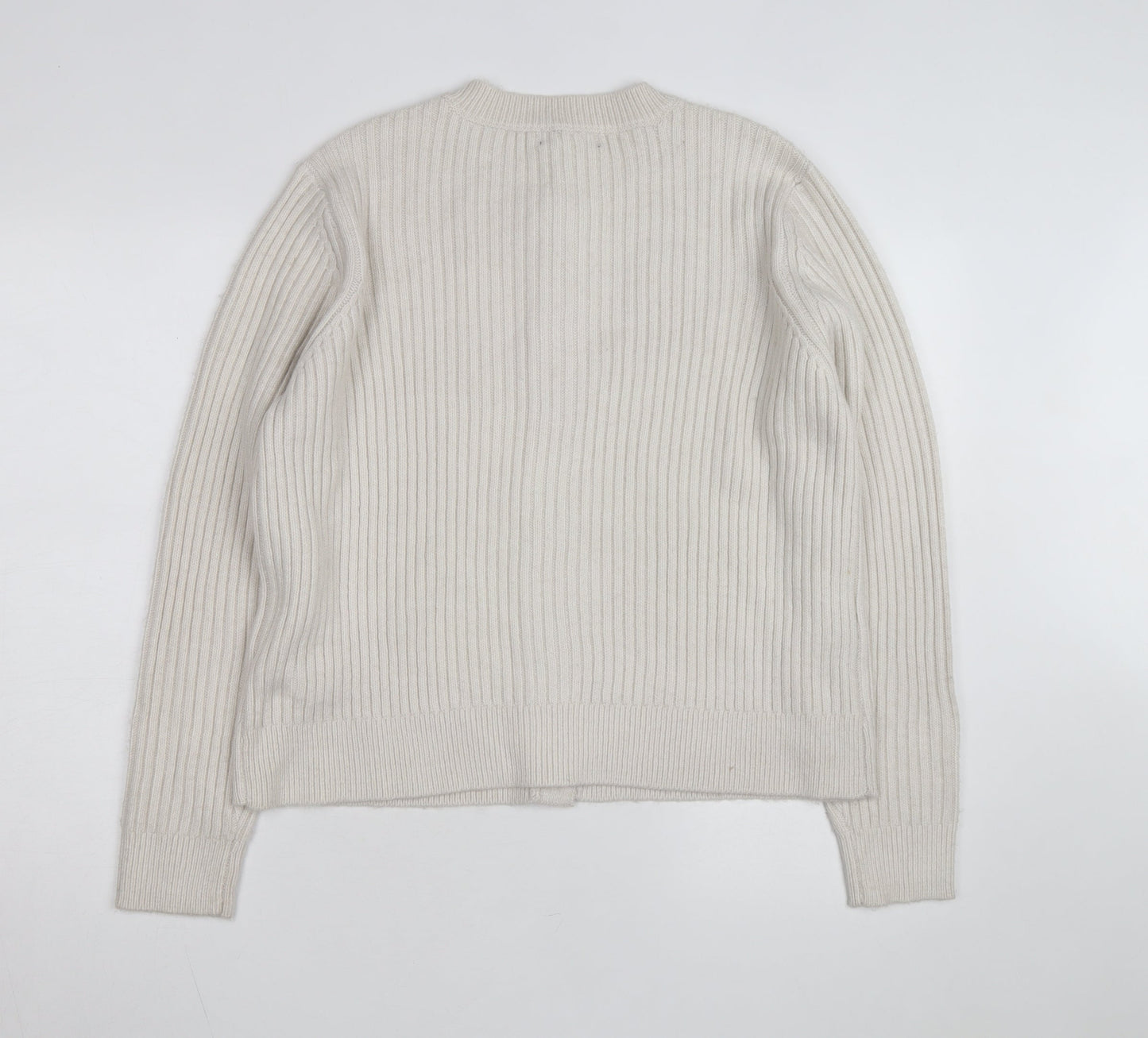 Marks and Spencer Women Beige Cotton Knit Cardigan L