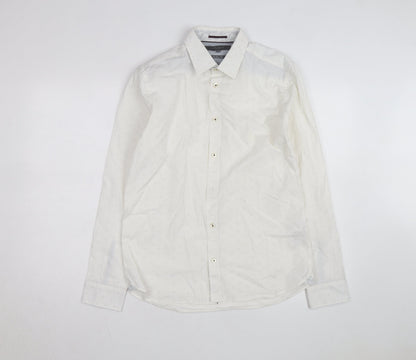 Ted Baker Men's White 15.5in Classic Long Sleeve Button-Up Shirt